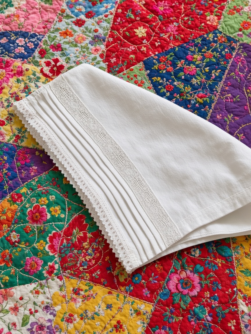 Bloomers leg detail on crazy quilt