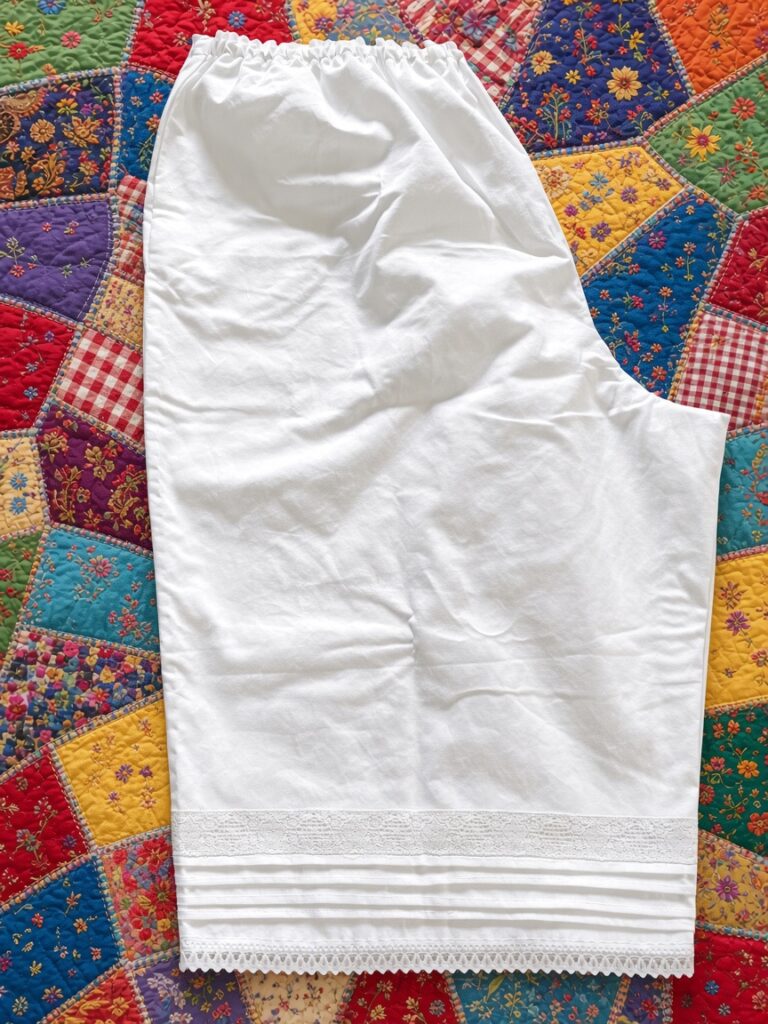 White Bloomers on quilt background